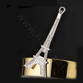 Bling Eiffel Tower Alloy Rhinestone Crystal DIY Phone Case Cover Deco Kit 36*88mm - White