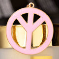Bling Peace marked Alloy Crystal Pendant DIY Phone Case Cover Deco Kit 47mm - Pink