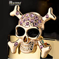 Bling Skull Alloy Crystal Rhinestone DIY Phone Case Cover Deco Kit 30mm - Gold
