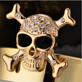 Bling Skull Alloy Rhinestone Crystal DIY Phone Case Cover Deco Kit 30mm - Gold