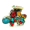 Hair Jewelry Crystal Butterfly Gold Plated Metal Rhinestone Hair Clip Claw Clamp - Multicolor