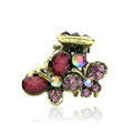 Hair Jewelry Crystal Butterfly Gold Plated Metal Rhinestone Hair Clip Claw Clamp - Purple