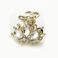 Hair Jewelry Crystal Crown Gold Plated Metal Rhinestone Hair Clip Claw Clamp - White