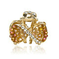 Hair Jewelry Crystal Rhinestone Bowknot Metal Hair Clip Claw Clamp - Champagne
