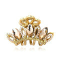 Hair Jewelry Crystal Rhinestone Crown Gold Plated Metal Hair Clip Claw Clamp - Champagne