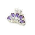 Hair Jewelry Crystal Rhinestone Glaze Metal Hair Clip Claw Clamp - Purple