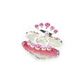 Hair Jewelry Crystal Rhinestone Love Heart Glaze Metal Hair Clip Claw Clamp - Pink
