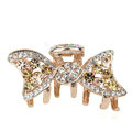 Hair Jewelry Rhinestone Crystal Bowknot Metal Hair Clip Claw Clamp - Champagne