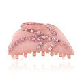 Hair Jewelry Tree leaf Rhinestone Crystal Hair Clip Claw Clamp - Pink
