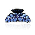 Luxury Hair Jewelry 3D Rhinestone Crystal Hair Clip Claw Clamp - Blue