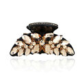Luxury Hair Jewelry 3D Rhinestone Crystal Hair Clip Claw Clamp - Champagne
