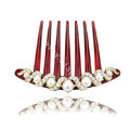 Elegant Hair Jewelry Crystal Rhinestone Pearl Resin Hair Pin Comb Clip - White