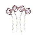 Elegant Hair Jewelry Rhinestone Crystal Circle Metal Hairpin Clip Comb - Pink