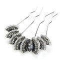 Elegant Hair Jewelry Rhinestone Crystal Metal Hairpin Clip Comb Pin - Black