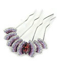 Elegant Hair Jewelry Rhinestone Crystal Metal Hairpin Clip Comb Pin - Purple
