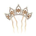 Hair Accessories Crystal Rhinestone Flower Crown Metal Hair Pin Clip Comb - Coffee