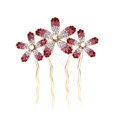 Hair Accessories Rhinestone Crystal Flower Metal Hair Pin Clip Comb - Pink