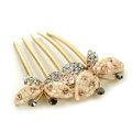 Hair Jewelry Crystal Rhinestone Butterfly Metal Hairpin Clip Comb Pin - Champagne