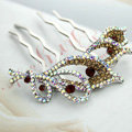 Hair Jewelry Crystal Rhinestone Flower Metal Hairpin Clip Comb Pin - Gold