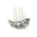 Hair Jewelry Crystal Rhinestone Flower Metal Hairpin Clip Comb Pin - Purple