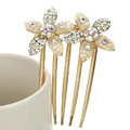 Hair Jewelry Crystal Rhinestone Flower Metal Hairpin Clip Pin Comb - Beige