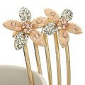 Hair Jewelry Crystal Rhinestone Flower Metal Hairpin Clip Pin Comb - Champagne