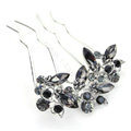 Hair Jewelry Crystal Rhinestone Lover Flower Metal Hairpin Clip Comb Pin - Black