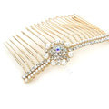 Hair Jewelry Crystal Rhinestone Pearl Flower Metal Hair Pin Comb Clip - White