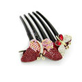 Hair Jewelry Crystal Rhinestone Sequins Butterfly Hair Pin Comb Clip - Red