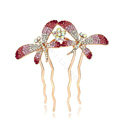 Hair Jewelry Rhinestone Crystal Butterfly Metal Hair Pin Clip Comb - Pink