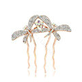 Hair Jewelry Rhinestone Crystal Butterfly Metal Hair Pin Clip Comb - White