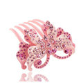 Luxury Hair Jewelry Crystal Rhinestone Butterfly Hair Pin Comb Clip - Pink