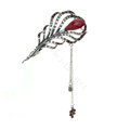 Tassel Feather Crystal Rhinestone Hairpin Hair Clasp Clip Fork Stick - Red
