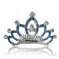 Bride Hair Accessories Crystal Rhinestone Alloy Crown Hair Pin Clip Combs - Blue
