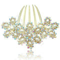 Elegant Hair Accessories Rhinestone Crystal Pearl Flower Alloy Hair Combs Clip - White