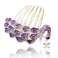 Fashion Hair Accessories Rhinestone Crystal Peacock Alloy Hair Combs Clip - Purple