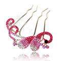 Hair Accessories Alloy Crystal Rhinestone Butterfly Hair Pin Clip Fork Combs - Pink