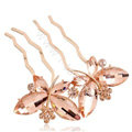 Hair Accessories Crystal Rhinestone Alloy Butterfly Hair Pin Clip Fork Combs - Champagne