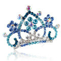 Hair Accessories Crystal Rhinestone Alloy Crown Bride Hair Pin Clip Combs - Blue
