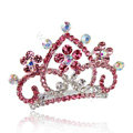 Hair Accessories Crystal Rhinestone Alloy Crown Bride Hair Pin Clip Combs - Pink
