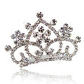 Hair Accessories Crystal Rhinestone Alloy Crown Bride Hair Pin Clip Combs - White