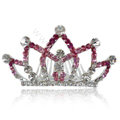 Hair Accessories Crystal Rhinestone Alloy Crown Hair Pin Clip Combs - Pink