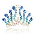 Hair Accessories Crystal Rhinestone Alloy Crown Hair Pin Combs Clip - Blue