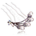 Hair Accessories Crystal Rhinestone Butterfly Alloy Hair Pin Clip Fork Combs - Purple