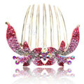 Hair Accessories Crystal Rhinestone Flower Alloy Hair Clip Combs - Pink