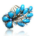 Hair Accessories Crystal Rhinestone Retro Flower Alloy Hair Clip Combs - Blue