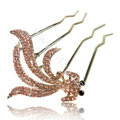 Hair Accessories Goldfish Alloy Crystal Rhinestone Hair Pin Clip Fork Combs - Champagne