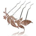 Hair Accessories Leaf Alloy Crystal Rhinestone Hair Pin Clip Fork Combs - Champagne