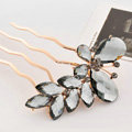 Hair Accessories Rhinestone Crystal Alloy Butterfly Hair Pin Clip Fork Combs - Gray