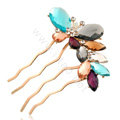 Hair Accessories Rhinestone Crystal Alloy Butterfly Hair Pin Clip Fork Combs - Multicolor